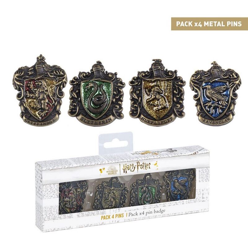 Pack 4 Pins en métal Maisons Poudlard Harry Potter - Jus de citrouille -  Boutique pour sorciers