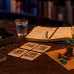 Cadeau harry potter : jeu de cartes et LEGO Mandragore sur table