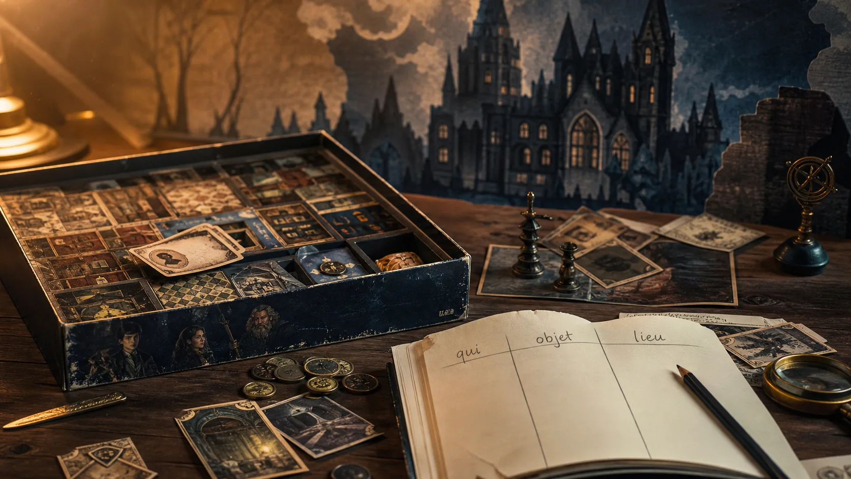Cluedo Harry Potter en version française : boîte de jeu et notice à contrôler