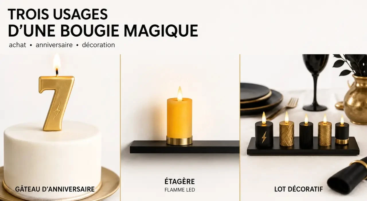 Bougie Harry Potter en version anniversaire, LED et décorative sur une table de fête