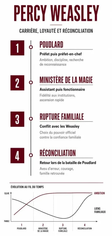 Infographie sur le parcours de Percy Weasley dans la saga Harry Potter