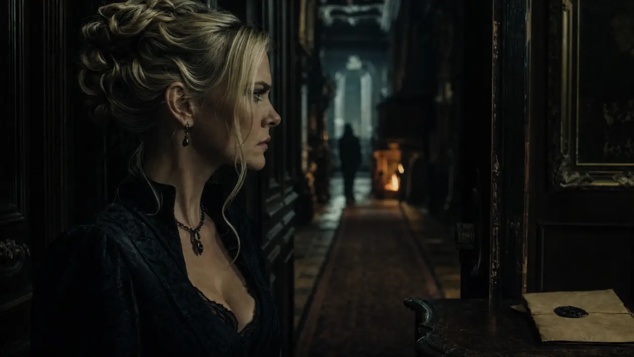 Narcissa Malefoy au manoir Malefoy, couloir sombre