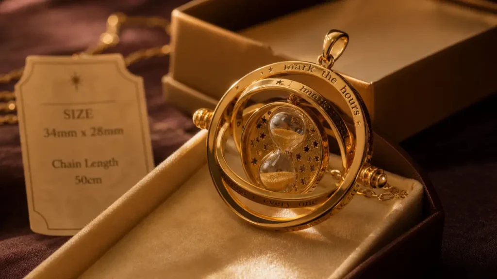 Retourneur de Temps Harry Potter : réplique collector plaquée or 24 carats, chaîne de 75 cm et critères d’achat