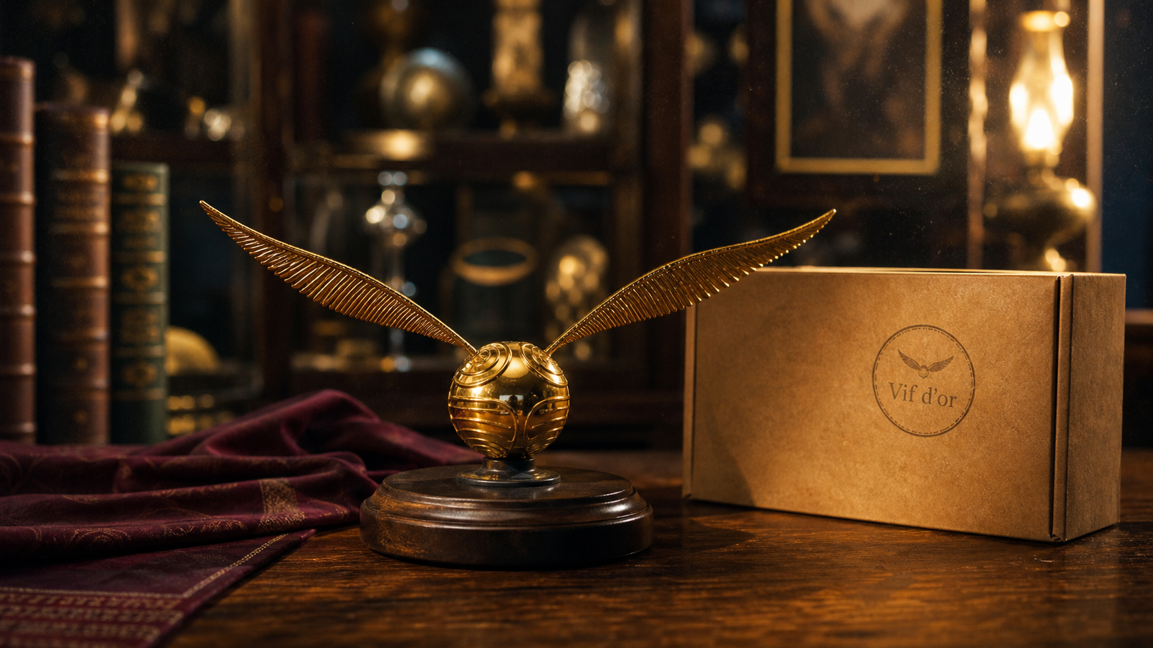 Vif d or Harry Potter : sculpture 18 cm plaquée argent et or 24 carats