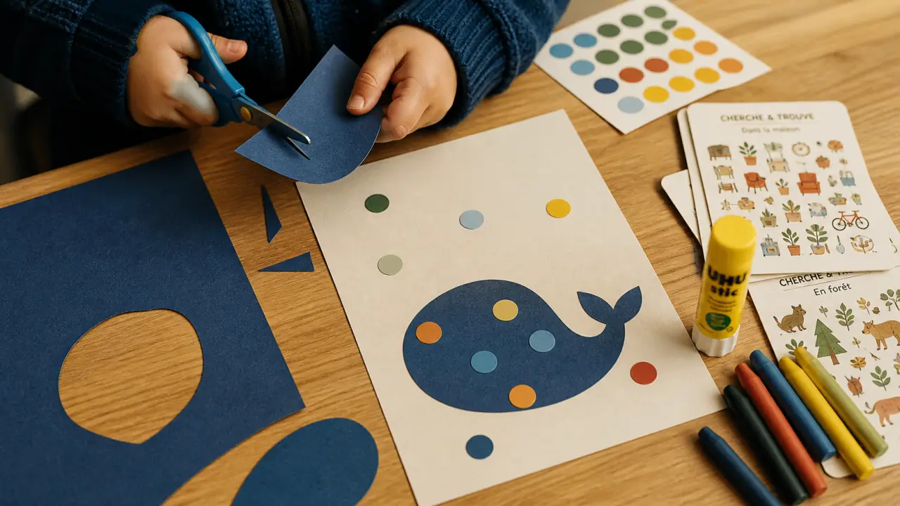 Activité 4 ans : découpage papier et gommettes, sans matériel