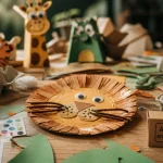 Activité manuelle animaux : lion bricolé en assiette en carton