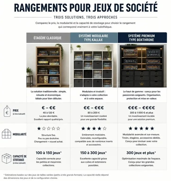 Comparatif des solutions de rangement pour meuble jeux de société