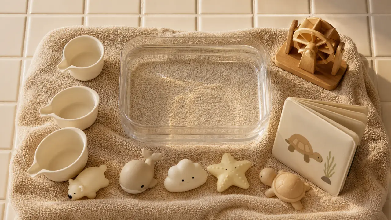 Jouets bain Montessori simples et sûrs pour enfants dans une baignoire