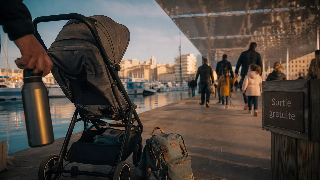 Sortie en famille Marseille gratuite au Vieux-Port, poussette et bateaux