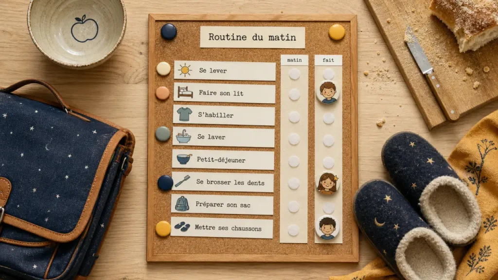 Tableau de tache enfant pour routine du matin