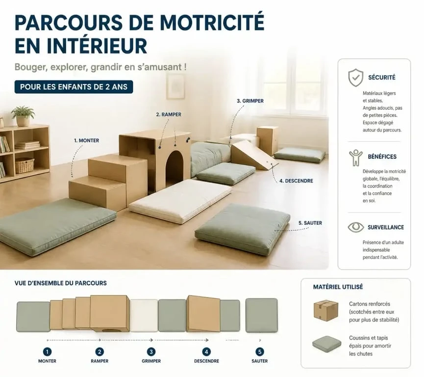 Parcours de motricité pour activité enfant 2 ans