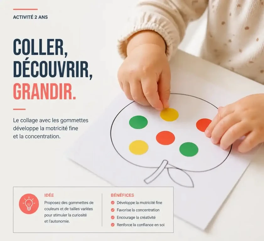 Activité créative enfant 2 ans avec gommettes