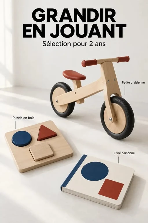 Idée cadeau enfant 2 ans : sélection de jouets en bois et jeux d'éveil pour le développement moteur
