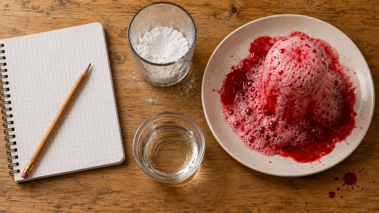 Expérience scientifique enfant : bicarbonate et vinaigre