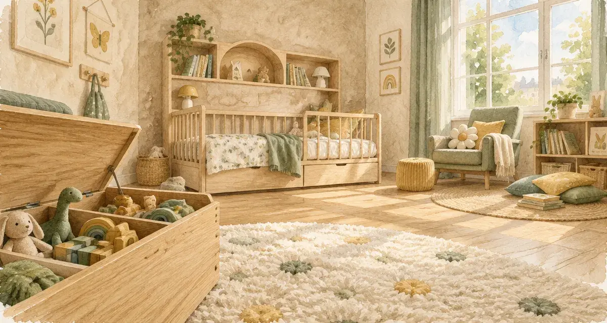 Chambre de fillette lumineuse avec 3 couleurs et rangements à hauteur d’enfant