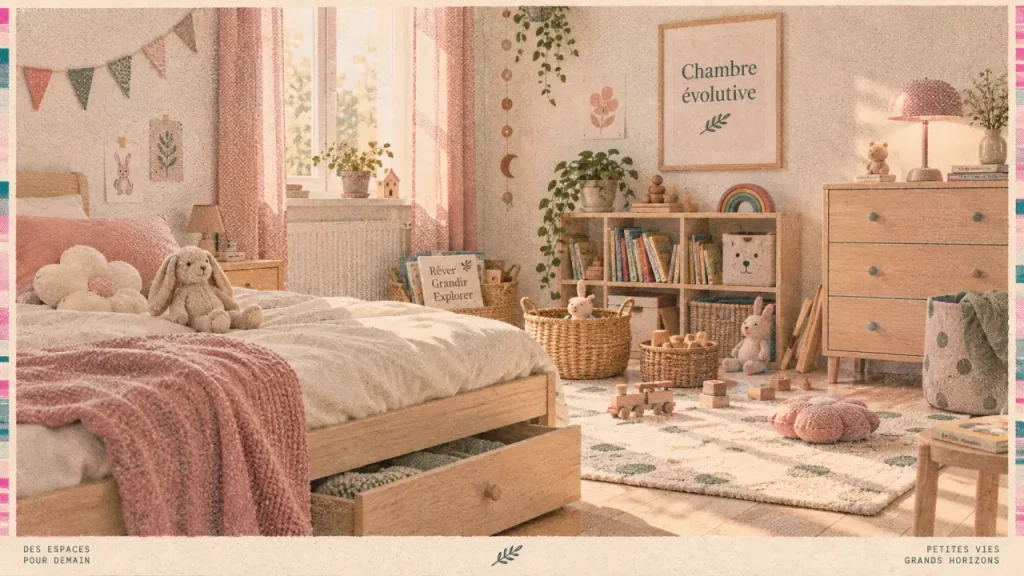Une chambre pour fille gagne en confort quand elle sépare nuit, jeu et rangement