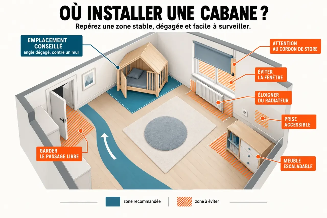 Emplacement sûr pour une cabane dans chambre d’enfant