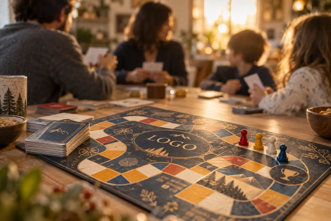 Jeu de societe des logos sur table en famille