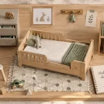 Mobilier enfant design : lit évolutif, commode et étagère